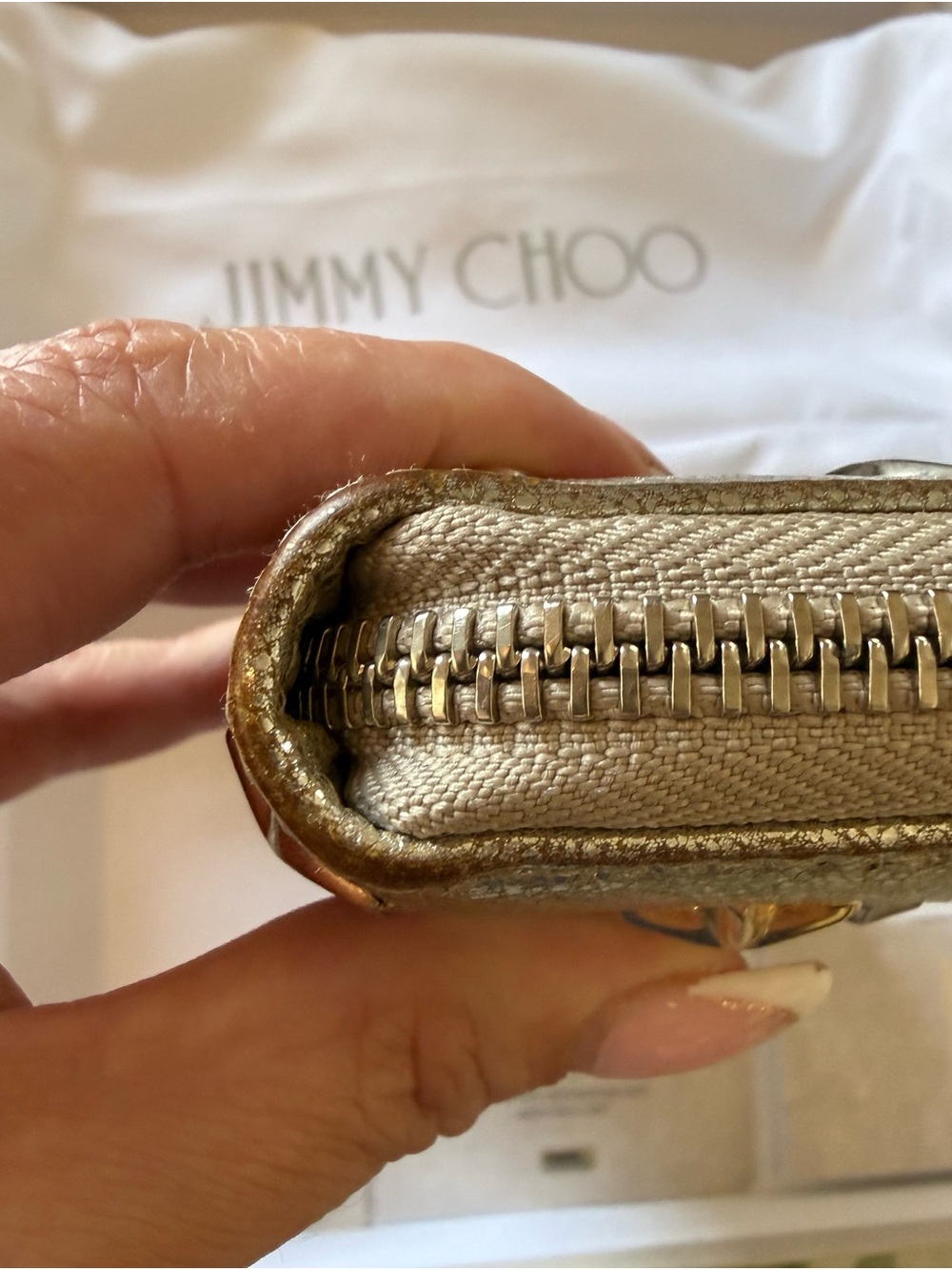 Jimmy Choo Metallic Star-Embellished Wallet- Silver Color / Silver-tone hardware - Picture 8 of 16